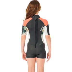 2024 Rip Curl Girls Dawn Patrol 2mm Back Zip Shorty Wetsuit WSP8BJ - Charcoal